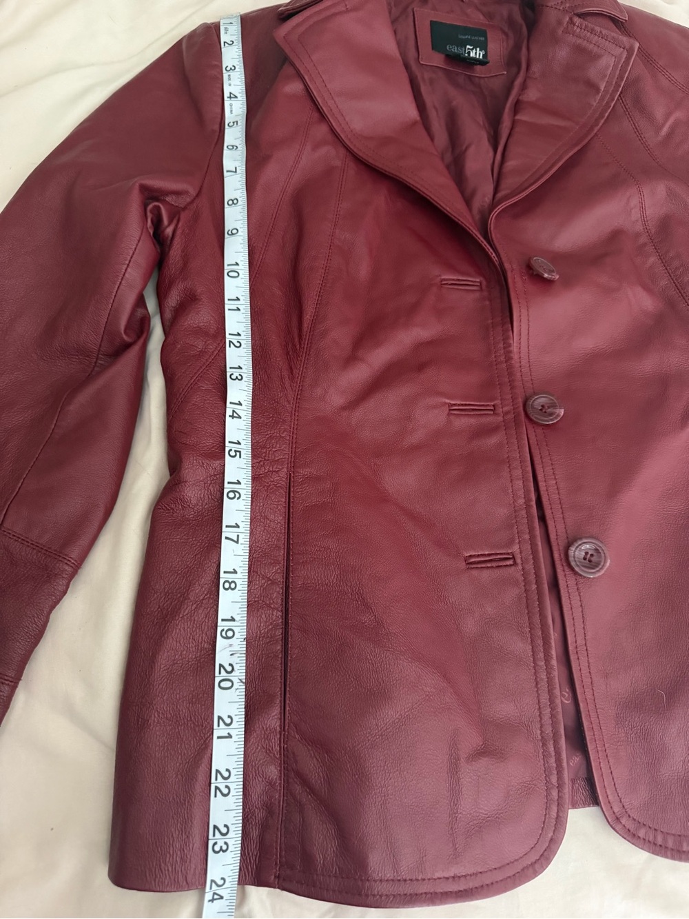 East 5th Genuine Leather Blazer Jacket Burgundy Wine Red Women’s Small - Picture 6 of 6